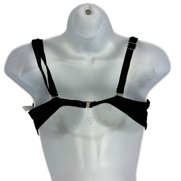 Time And Tru Womens Striped Bikini Top M Black/Brown/White Adjustable Straps - Picture 2 of 4